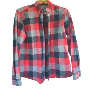 Eddie Bauer Men's shirt / shacket. Red, grey, black plaid. XL